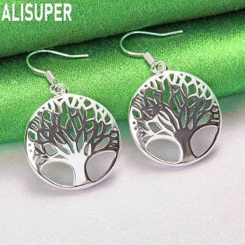 Круглая подвеска в виде дерева из стерлингового серебра 925 пробы с серьгами для пирсинга, модные свадебные украшения с шармом 3.90*2.40cm