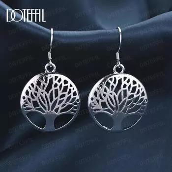 Круглая подвеска в виде дерева из стерлингового серебра 925 пробы с серьгами для пирсинга, модные свадебные украшения 3.90*2.40cm