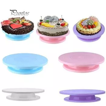 Круглая противоскользящая вращающаяся подставка диаметром 28 см синий