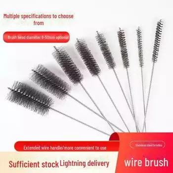 Круглая проволочная щетка с удлиненной ручкой для удаления ржавчины и очистки - очистка металлических и деревянных труб с медной щетиной. 10mm чёрный