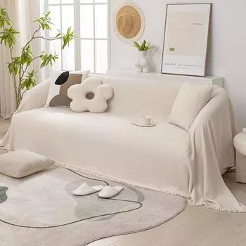 Круглая пряжа из синели, диванное полотенце, цельное тканевое одеяло, однотонное, с кисточкой, четыре сезона, универсальное, скандинавское, одно, два, три, комбинация 180*130cm