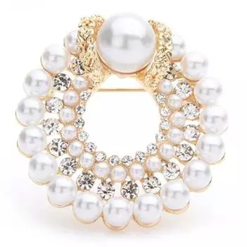 Круглая пряжка для шарфа из шелка с корсажем, креативная, элегантная, модная, универсальная брошь, шелковая, со стразами, жемчужная, шелковая пряжка для шарфа