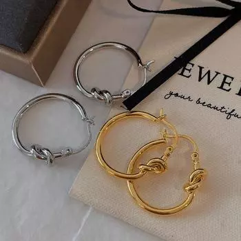 Круглая пряжка-узелок с пряжкой Zhang Zifeng Same Plain Ring Summer Premium Simple Sterling Silver Needle золотой