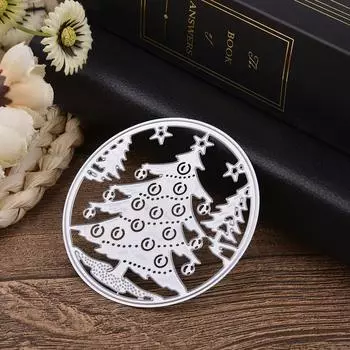 Круглая рамка для украшения рождественской елки, металлический серебристый трафарет, тиснение, резка, штампы для скрапбукинга, изготовление открыток из бумаги серебряный