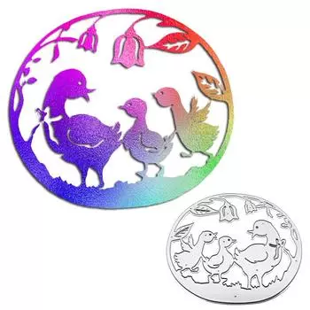 Круглая рамка с тремя утками, стильный дизайн, металлические штампы, сделай сам, скрапбукинг, тиснение, трафарет, бумага, шаблон для альбома серебряный