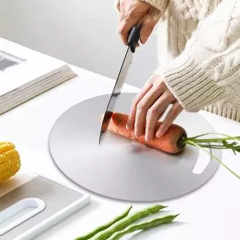 Круглая разделочная доска из нержавеющей стали 304, разделочная доска для быстрого размораживания, кухонная разделочная доска из нержавеющей стали, двухсторонняя пищевая разделочная доска XS серебряный