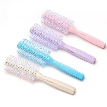 Круглая роликовая щетка для прически, расческа для вьющихся волос, парикмахерская расческа, инструмент для укладки волос светло-синий