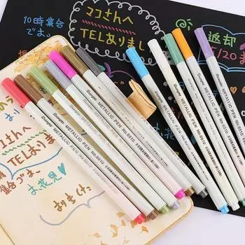 Круглая ручка с наконечником среднего размера, металлический маркер, художественные принадлежности, набор маркеров для скрапбукинга и рукоделия Round-12 Colors