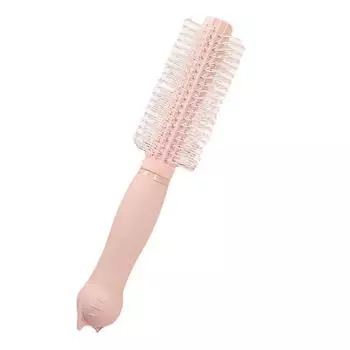 Круглая щетка для волос с ручкой в виде кошачьей головы, роликовая щетка для волос, парикмахерский инструмент для завивки, выпрямления, розовый