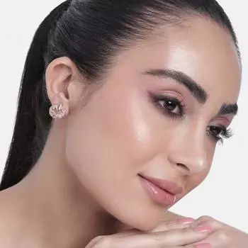 Круглая серьга-гвоздик с покрытием цвета розового золота