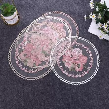 Круглая сетчатая салфетка и подушка для дивана с вышитым цветочным узором в скандинавском стиле 20 cm