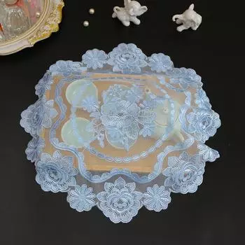 Круглая сетка с вышитым цветком розы, чехол для скатерти, свадебная скатерть, столовая кухня, рождественский стол, украшения и аксессуары Round 40cm