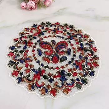 Круглая сетка с вышивкой из веревки, цветная вышитая веревкой ваза, коврик, универсальная скатерть, вышитая салфетка, коврик для еды, квадратный 30 cm