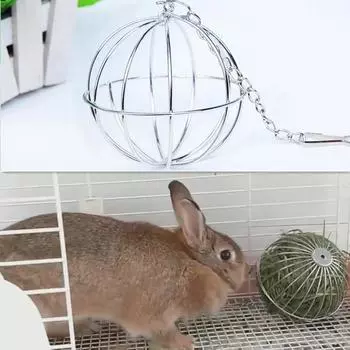 Круглая сферическая кормушка из нержавеющей стали для кормления сена, подвесной соломенный шар для морских свинок, хомяков, крыс, кроликов, зоотоваров
