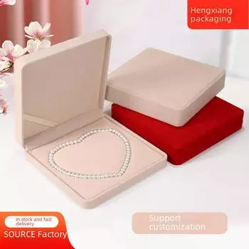 Круглая шкатулка для украшений из абрикосового бархата для ожерелий