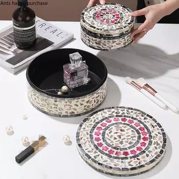 Круглая шкатулка для украшений с крышкой, деревянные ящики для хранения, органайзер для хранения украшений, настольный органайзер, коробки для закусок и сухофруктов