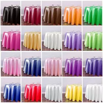 Круглая скатерть, атласная скатерть, рождественские скатерти, королевская синяя скатерть, накладка на стол для свадебной вечеринки, банкета, Decora 145CM-57.09inch