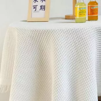 Круглая скатерть для прямоугольного стола для вечеринок на открытом воздухе, белая скатерть для стола, деревенская фермерская кухня, журнальный столик 85*85cm белый