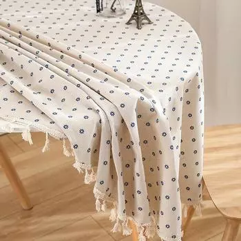 Круглая скатерть с кисточками в стиле бохо, пылезащитная скатерть для кухонного стола, скатерть для ужина в помещении, на открытом воздухе, для украшения домашней вечеринки Diameter 90cm 1pc