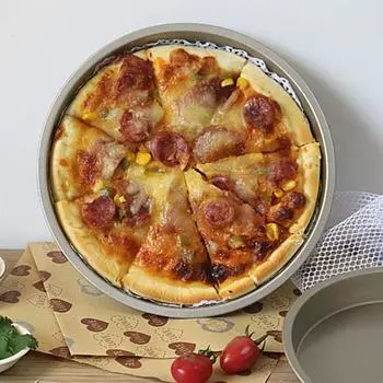 Круглая сковорода с антипригарным покрытием, поднос для пиццы из углеродистой стали, ресторан, домашняя форма для выпечки 10Inch чёрный