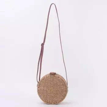 Круглая соломенная пляжная сумка через плечо в корейском стиле для женщин светло-коричневого