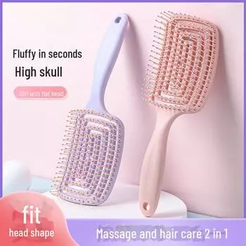 Круглая спираль от комаров с полым гребнем: Большая изогнутая парикмахерская расческа для укладки, двойного назначения: для сухой и влажной укладки, дизайн с высоким черепом, цветные ребра. светло-фиолетовый