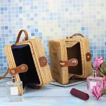 Круглая сумка из ротанга ручной работы с плечевым ремнем, большая вместительная натуральная шикарная дорожная сумка-мессенджер для женщин