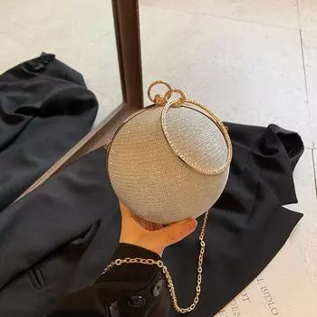 Круглая сумка-шар Niche Design, женская, 2024 года, новая, высококачественная, портативная, маленькая сумка-мессенджер на цепочке, мини-сумка для помады чёрный
