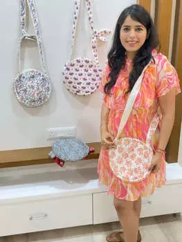 Круглая сумка-слинг - Blockprint