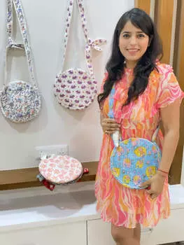 Круглая сумка-слинг - Blockprint