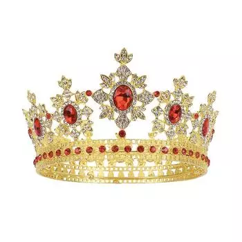 Круглая свадебная корона полного круга, корона из сплава в стиле барокко со стразами, свадебный головной убор, свадебная корона