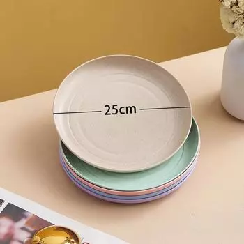 Круглая тарелка для овощей из пшеничной соломы, бытовой большой набор тарелок для овощей, пластиковая тарелка для закусок, устойчивая к падениям, тарелка для фруктов