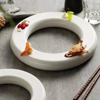 Круглая тарелка для пончиков Керамическая столовая посуда Десертная тарелка для закусок Суши-блюдо Дим-сам Обеденная тарелка Художественная концепция столовой посуды