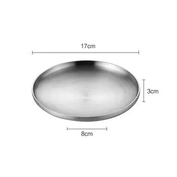 Круглая тарелка из нержавеющей стали 304, двухстенная изолированная обеденная тарелка, тарелки для закусок, блюд и фруктов