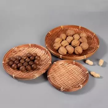 Круглая тарелка Мини круглый совок креативный поднос для конфет и закусок маленький плетеный из бамбука бытовые изделия ручной работы из бамбука поднос для димсамов