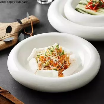 Круглая толстая овощная тарелка для ресторана отеля и клуба, холодное блюдо, качающаяся тарелка, специальная посуда, декоративная миска, кухонные принадлежности