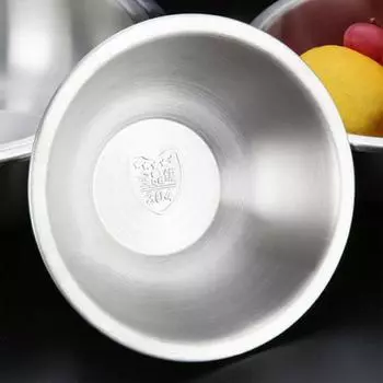 Круглая утолщенная миска из нержавеющей стали для смешивания яиц и салатов, домашняя кухонная утварь 20cm серебряный