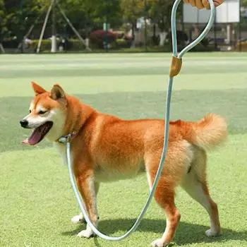 Круглая веревка, прочный ремень для собак, нейлоновая армированная кожаная цепь P, регулируемая пряжка безопасности, тренировочная веревка, товары для животных, ручная работа Diameter 6MM length 1.5m синий