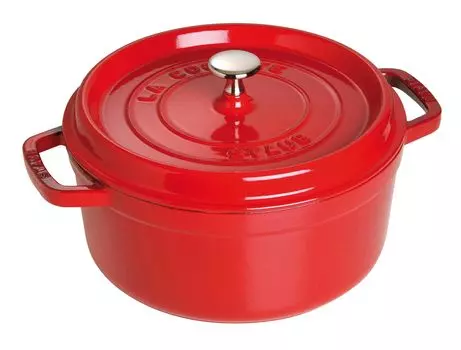 Круглая вишневая кастрюля staub Cocotte, литая вручную, эмалированная, совместимый с IH японский продукт с серийным номером La Cocotte Round Pico 18 см [Авторизованный номер]