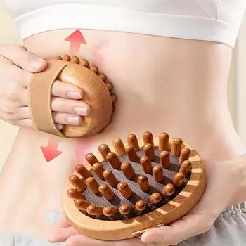 Круглая заостренная деревянная щетка для массажа всего тела, нескользящая эластичная ручка, удобный и расслабляющий инструмент для массажа всего тела 1pc