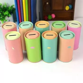 Круглая жестяная копилка в виде животного конфетного цвета, копилка из металла, симпатичные банки для мелочей, банки для хранения, подарочные банки, домашний декор