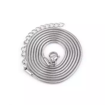 Круглая змеиная цепочка из нержавеющей стали, цепочка в виде змеиной кости, пружинное ожерелье из титановой стали, простая персонализированная ключичная цепочка 0.9mm * 40CM length + 5CM (round snake chain)