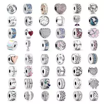 Круглая Звезда Цветы Любовь Клип Бусина Пряжка Подвеска Подходит Оригинальные Модные Висячие Ювелирные Изделия 925 Женский Изящный Шарм