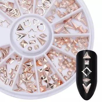 Круглая звезда, круглый квадратный треугольник, смешанные шпильки для ногтей, заклепки, 3D колесо для украшения ногтей