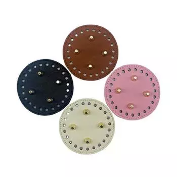 Круглое дно для вязаной сумки из искусственной кожи, аксессуары для сумки, дно ручной работы, коврик для вязания крючком, тканая кожаная сумка, дно коричневый