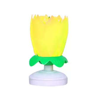 Круглое дно, двухслойная, 8 свечей, вращающаяся, цветок лотоса, музыкальная, свеча на день рождения 6,6*11,5 см фиолетовый