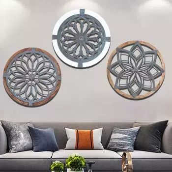 Круглое художественное деревянное подвесное украшение настенное крепление креативный дизайн деревенский ресторан украшение дома декор гостиной ремесла