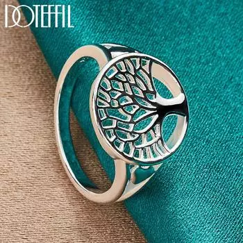 Круглое кольцо в форме дерева, серебряное модное свадебное украшение 925 пробы 7#