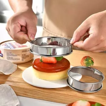 Круглое кольцо для мусса из нержавеющей стали 304, бытовая форма для шифонового торта, кольцо для тарталеток, двойные раскатанные формы для печенья 8CM