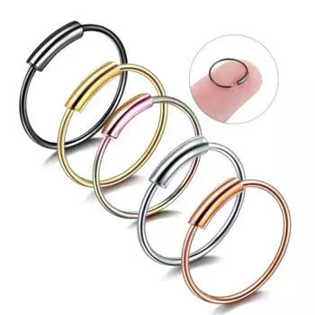 Круглое кольцо из нержавеющей стали 316, носовое кольцо, 5 цветов, вакуумное размещение, серьги в носу, ушные ногти